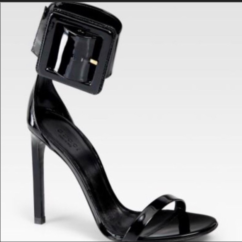 Gucci Black Patent Leather Ankle Strap Sz 38 1/2